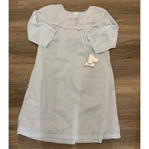 Vintage Carole Hospital Gown Blue Embroided  Open Back New Women's Medium